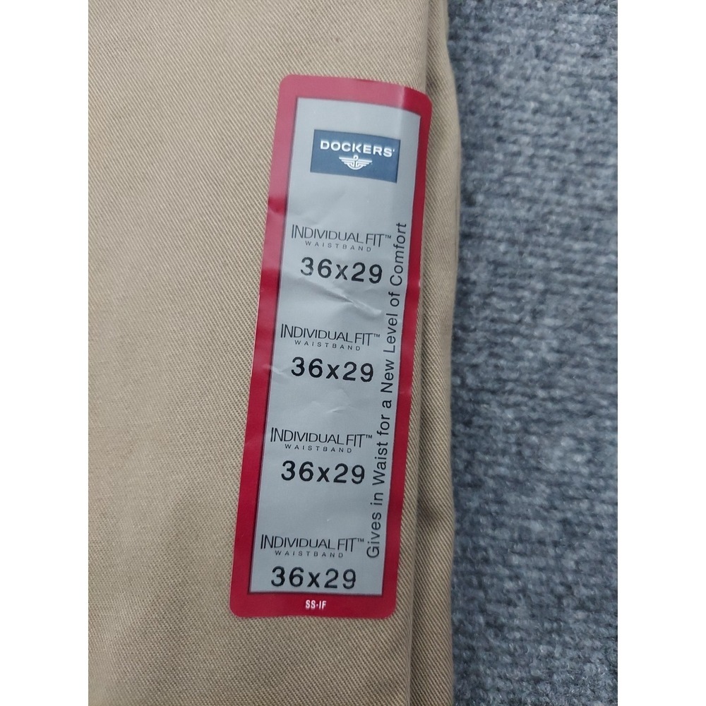 Dockers Pants Mens 36x29 Tan Khaki Individual Fit Flat Front Wrinkle Free Chino - Picture 3 of 8
